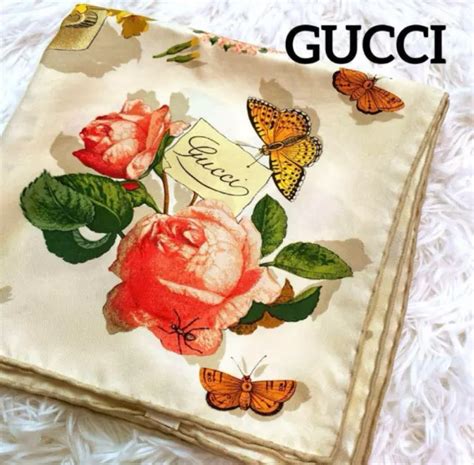 gucci bee and rose silk scarf